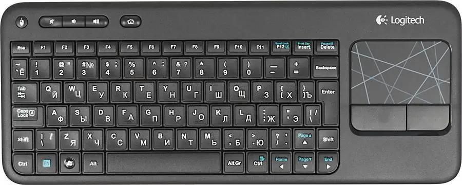 Клавиатура Logitech K400,  USB, Радиоканал, с гравировкой, черный [920-007145]